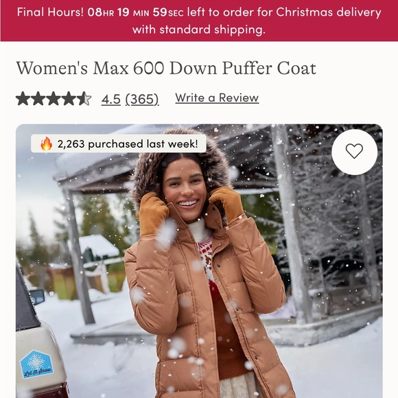 Lands' End Women's red hooded  mid length downcoat. Lrg 14-16. Warm to -25. - Picture 3 of 14